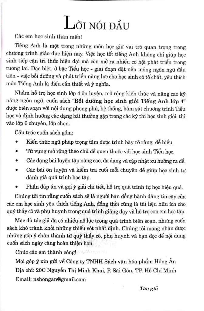 BỒI DƯỠNG HỌC SINH GIỎI TIẾNG ANH LỚP 4 (Có đáp án - Theo chương trình GDPT 2018)